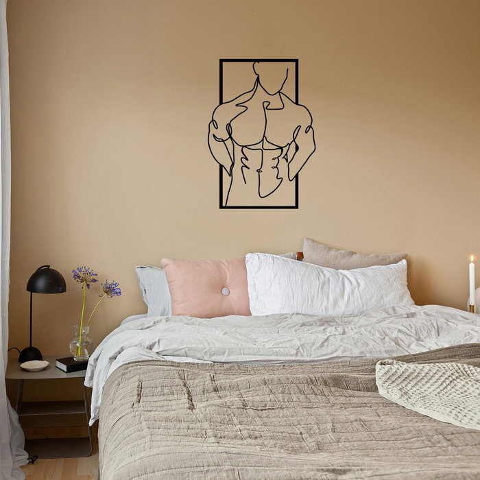 Wallity Muscular Man Escultura de Pared de Metal Negra Wallity Muscular Man Escultura de Pared de Metal Negra
